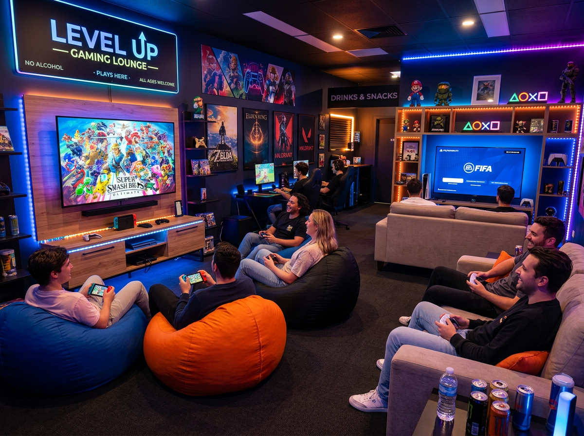Rahat lounge alanı — konsol gaming